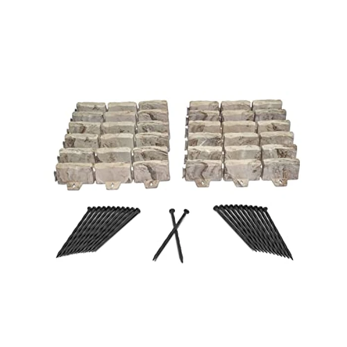 EasyFlex No-Dig Landscape Edging with Anchoring Spikes, 2.7 in Tall Decorative Stone-Look Garden Border, 15 Foot Kit, Brown by EasyFlex - Used - Good condition - CA$47.81
