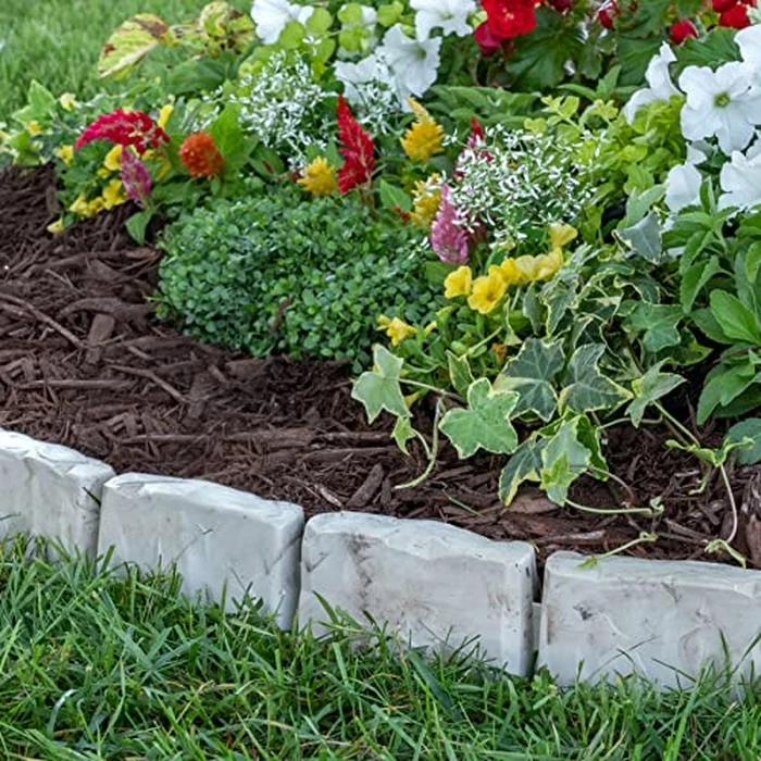 EasyFlex No-Dig Landscape Edging with Anchoring Spikes, 2.7 in Tall Decorative Stone-Look Garden Border, 15 Foot Kit, Brown by EasyFlex - Image 8