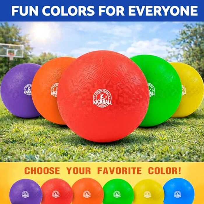 8.5 Inch Kickball Set, Dodgeballs 6 Pack,12 Pack,Playground Balls for Kids&Adults, Bouncy Balls Includes Pump and Storage Bag, Handball for Outdoor & Indoor Games, Boys and Girls Gift with Gift Box by COAMZPARTY - Image 4