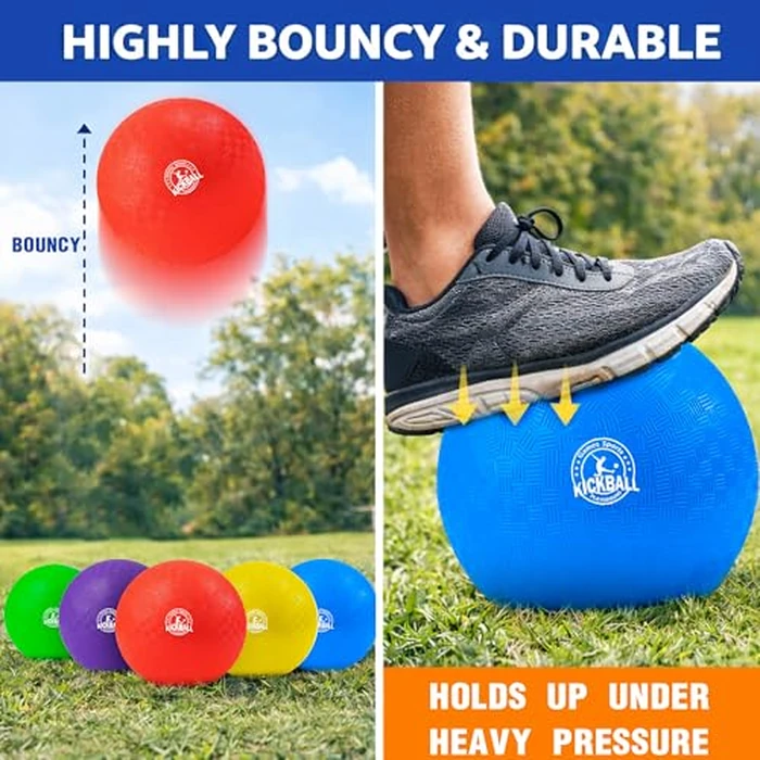 8.5 Inch Kickball Set, Dodgeballs 6 Pack,12 Pack,Playground Balls for Kids&Adults, Bouncy Balls Includes Pump and Storage Bag, Handball for Outdoor & Indoor Games, Boys and Girls Gift with Gift Box by COAMZPARTY - Image 5