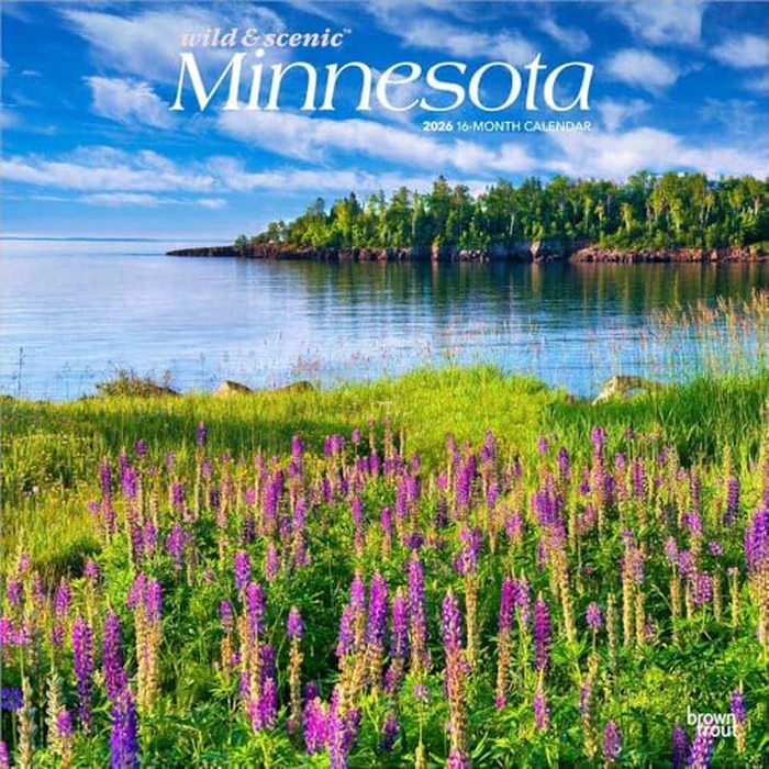 Minnesota Wild & Scenic | 2026 12 x 24 Inch (Hanging) Monthly Square Wall Calendar | Plastic-Free | BrownTrout | USA United States of America Midwest State Nature by BrownTrout - Used - Like New condition
