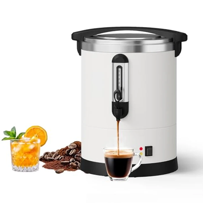 Garvee 12 L/80 Cups Coffee Urn-3.2 gal Double Wall Commerical Coffee Maker for Buffet Catering Wedding Gathering,Large Capacity Hot Coffee Dispenser,Stainless Steel Hot Water Urn-White by Garvee - Used - Very Good condition