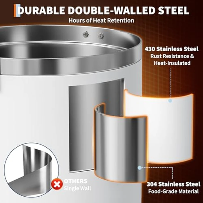 Garvee 12 L/80 Cups Coffee Urn-3.2 gal Double Wall Commerical Coffee Maker for Buffet Catering Wedding Gathering,Large Capacity Hot Coffee Dispenser,Stainless Steel Hot Water Urn-White by Garvee - Image 2