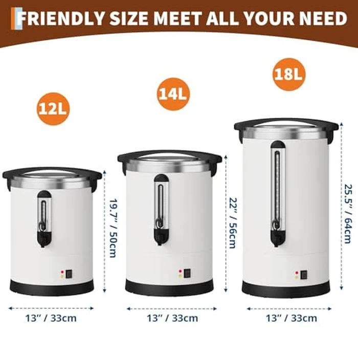 Garvee 12 L/80 Cups Coffee Urn-3.2 gal Double Wall Commerical Coffee Maker for Buffet Catering Wedding Gathering,Large Capacity Hot Coffee Dispenser,Stainless Steel Hot Water Urn-White by Garvee - Image 9