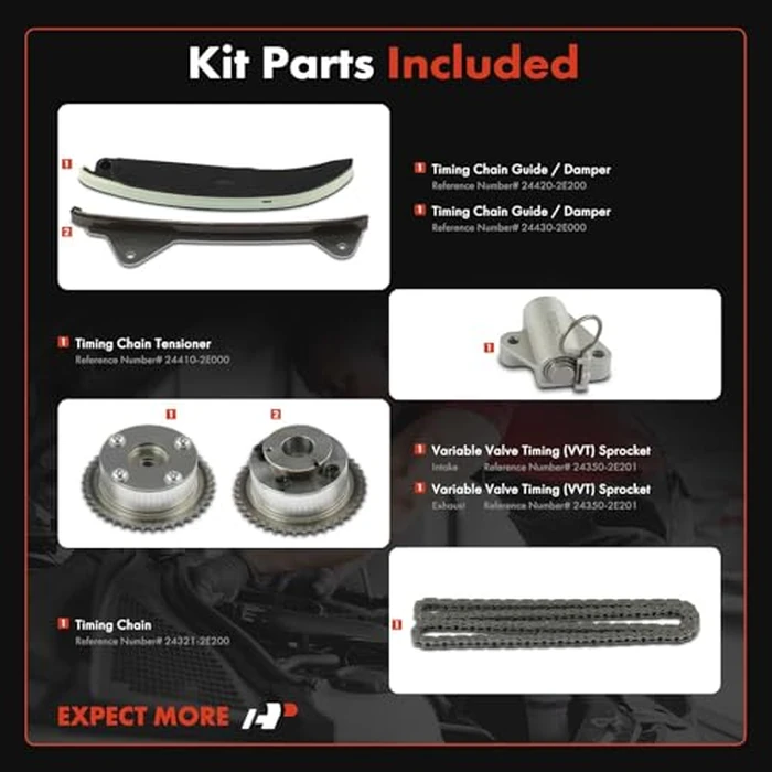 A-Premium Engine Timing Chain Kit W/Sprocket & Tensioner & Guide Compatible with Kia Forte 2014-2016, Forte5 2014-2016 & Hyundai Tucson 2014-2015 - DOHC L4 2.0L by A-premium - Image 2