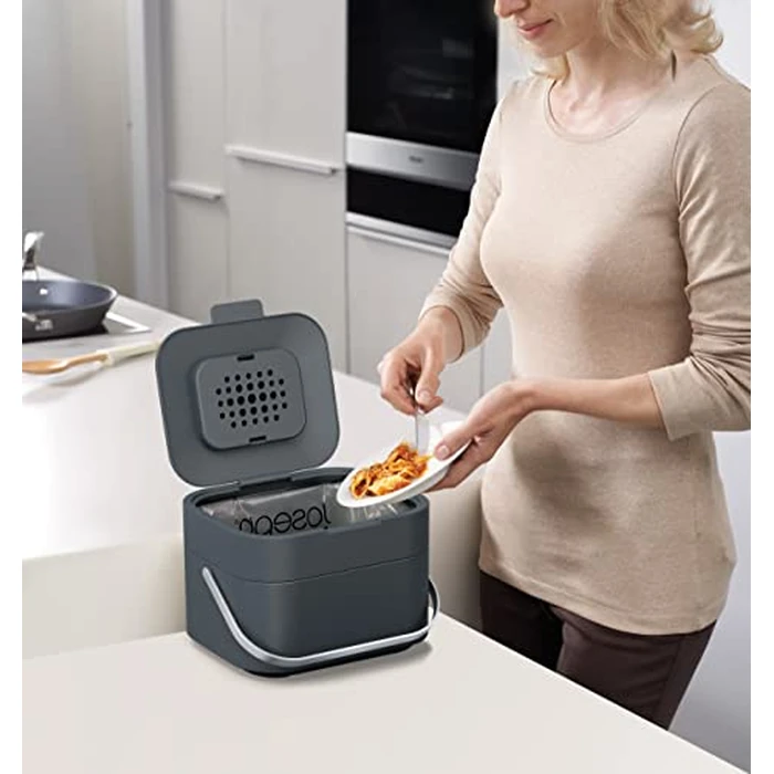 Joseph Joseph 30016 Intelligent Waste Compost Bin Food Waste Caddy with Odor Filter and Ventilation, 1 Gallon / 4 liters, Graphite by Joseph Joseph - Image 2