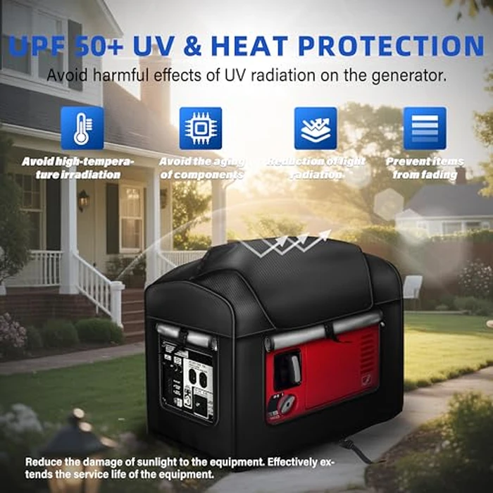 BOANEN Generator cover, portable generator cover, generator running cover, can be rolled up and opened in all directions. Dimensions: 21.7 L x 13.8 W x 17.4 H inches, black. by BOANEN - Image 3