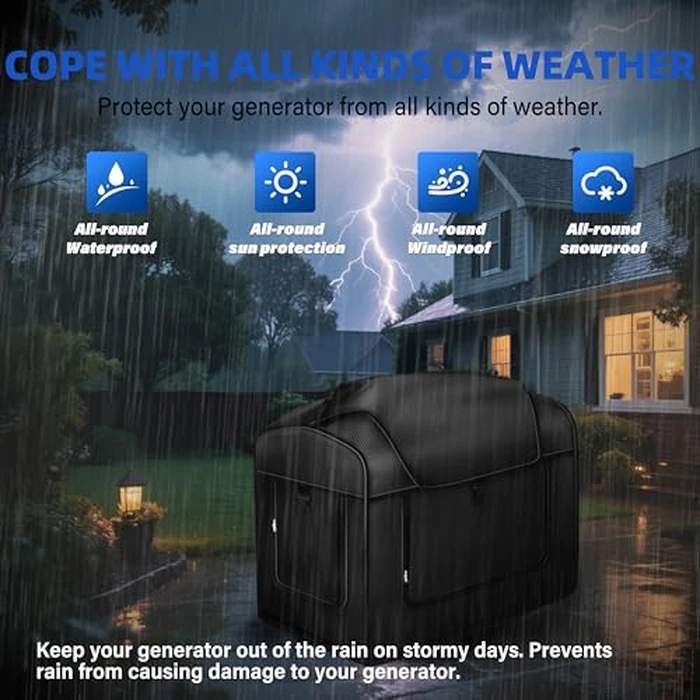 BOANEN Generator cover, portable generator cover, generator running cover, can be rolled up and opened in all directions. Dimensions: 21.7 L x 13.8 W x 17.4 H inches, black. by BOANEN - Image 7