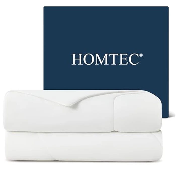 HOMTEC Cooling Comforter Set Twin/Twin XL Size, 3 Pieces Cooling Blanket for Hot Sleepers and Night Sweats, Q-Max>0.4 Cool Tech Bed Set with Pillowcases, Lightweight & Breathable (68''x90'', White) by HOMTEC - Used - Like New condition - US$42.16