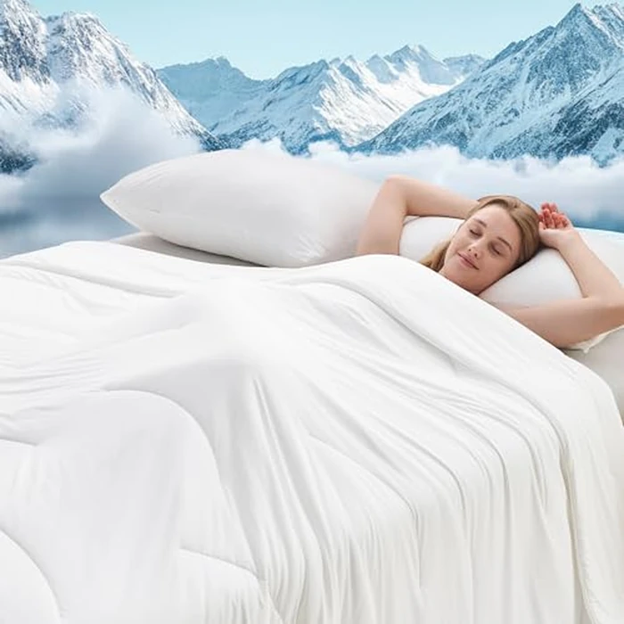 HOMTEC Cooling Comforter Set Twin/Twin XL Size, 3 Pieces Cooling Blanket for Hot Sleepers and Night Sweats, Q-Max>0.4 Cool Tech Bed Set with Pillowcases, Lightweight & Breathable (68''x90'', White) by HOMTEC - Image 7