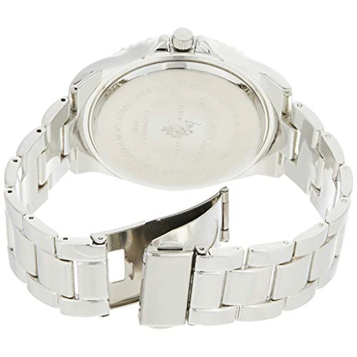 U.S. Polo Assn. Men's Analog Stainless Steel Watch with Black Dial and Rotating Bezel - Sleek Design, Adjustable Band, and Water-Resistant - Fits Wrists 5.5" to 8" by Accutime - Image 1