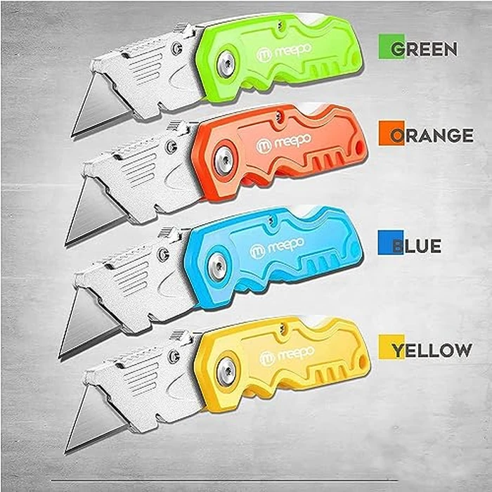 M MEEPO Box Cutter, 20-Pack Tough Folding Box Cutter Bulk for Heavy Duty Purpose, Razor Sharp Utility Knife Bulk, with Extra 50-Piece Blades, Can cut Drywall, Sheet Plastic, Linoleum, Boxes, Rope by M MEEPO - Image 3