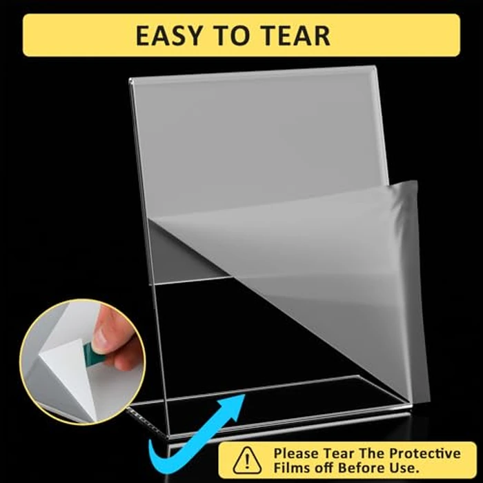 12 Pack Acrylic Sign Holder, Clear 8.5 x 11 Inch Slant Back Vertical Sign Holder, Tabletop Plastic Paper Picture Frame Flyer Document Holder Display Stand for Home, Office, Restaurants, and Stores by Argvey - Image 3