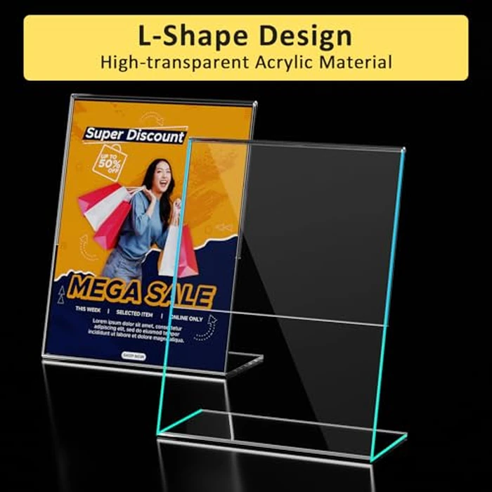 12 Pack Acrylic Sign Holder, Clear 8.5 x 11 Inch Slant Back Vertical Sign Holder, Tabletop Plastic Paper Picture Frame Flyer Document Holder Display Stand for Home, Office, Restaurants, and Stores by Argvey - Image 4