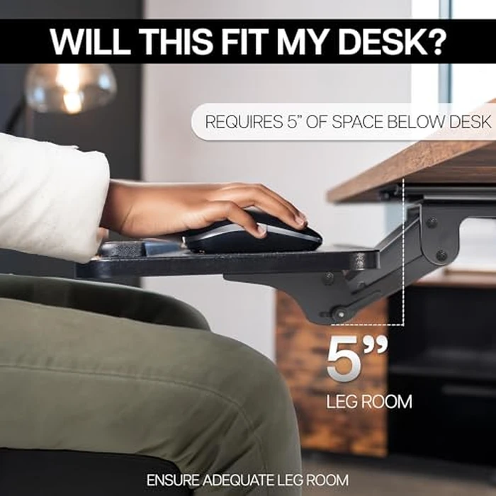 VIVO Adjustable Computer Keyboard & Mouse Platform Tray Ergonomic Under Table Desk Mount Drawer Underdesk Shelf (MOUNT-KB03B) by VIVO - Image 6