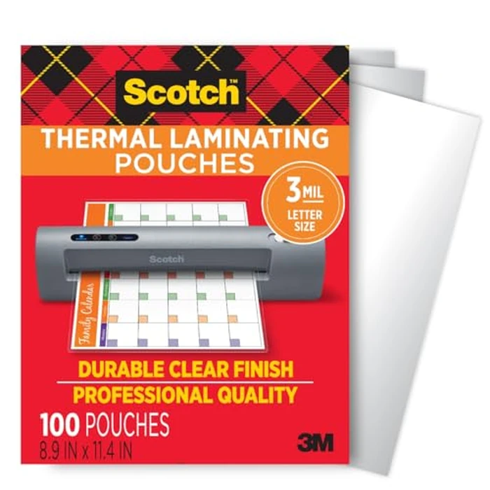 Scotch Thermal Laminating Pouches, for Use with Thermal Laminators, 8.9 x 11.4 Inches, Letter Size Sheets, 100-Pack by Scotch - Image 1