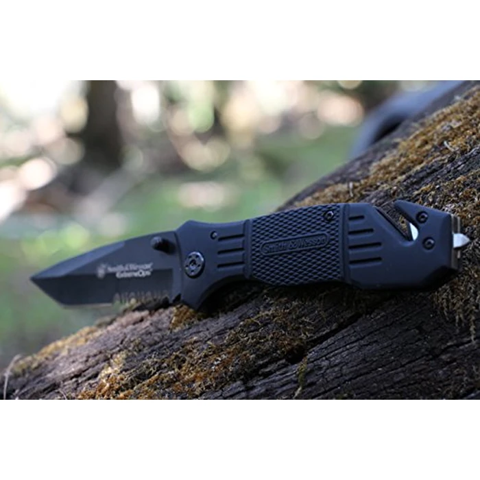 Smith & Wesson SWFR2S 8in High Carbon S.S. Folding Knife with 3.3in Tanto Point Serrated Blade and Aluminum Handle for Outdoor, Tactical, Survival and EDC by Smith & Wesson - Image 2