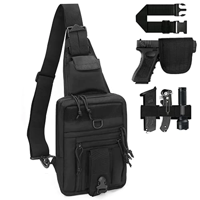 LarKoo Tactical Chest Sling Pistol Bag Concealed Carry Handgun Chest Crossbody Pack Holster Shoulder Bag for Right Left Hand Ambidextrous by LarKoo - Image 1