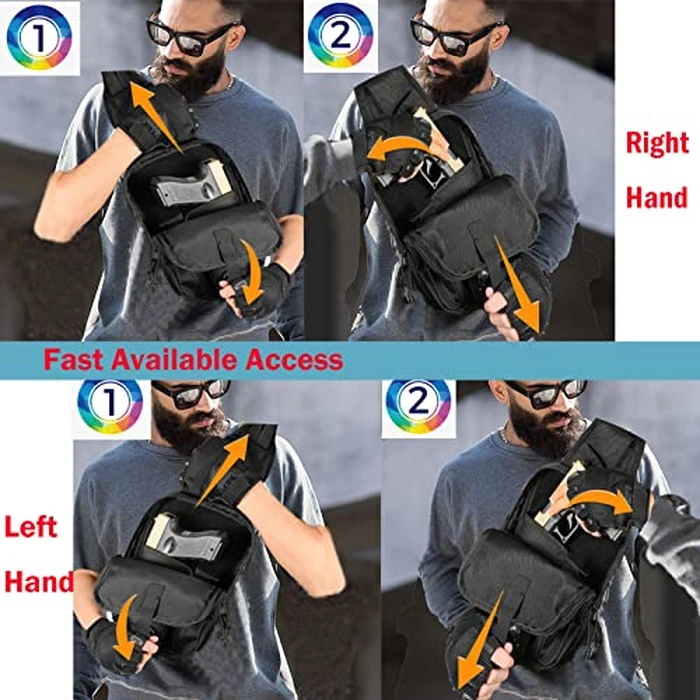 LarKoo Tactical Chest Sling Pistol Bag Concealed Carry Handgun Chest Crossbody Pack Holster Shoulder Bag for Right Left Hand Ambidextrous by LarKoo - Image 3