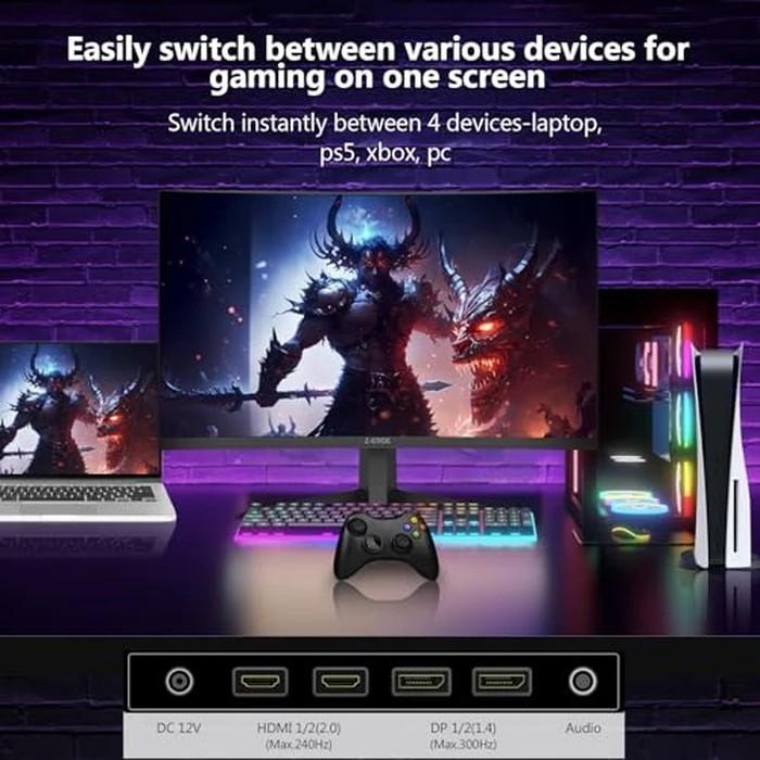 Z-Edge 27 inch Curved Gaming Monitor, FHD 1080P 300Hz 280Hz 240Hz Curved Monitor 1500R Computer Monitor, MPRT 1ms Monitor, FreeSync, Low Blue Light,16.7M Colors, UG27S 2X DP and 2X HDMI by Z Z-EDGE - Image 9