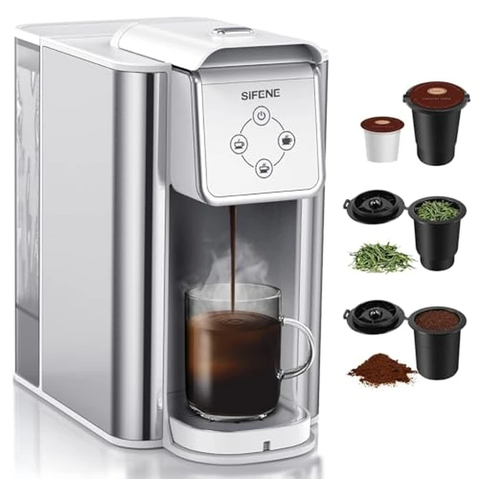 SIFENE 3-in-1 Single Serve Drip Coffee Machine, Compact K-Cup/K-Pod Compatible Brewer for Ground Coffee & Tea, 50oz Removable Water Reservoir, Multiple Brew Sizes, Auto Shut-Off by SIFENE - Used - Acceptable condition - CA$46.82