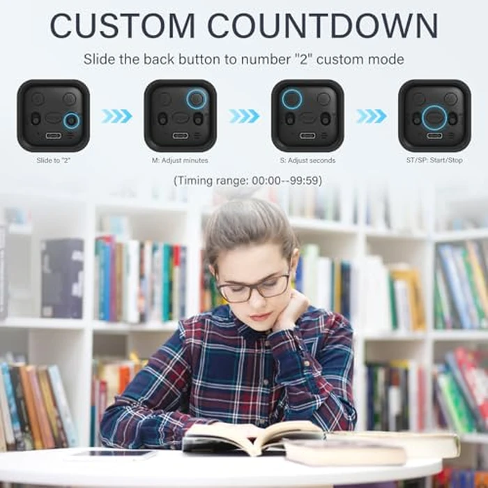 Rotating Pomodoro Timer 5, 25, 10 50 Minutes Preset, Desk Productivity Flip Timer, ADHD Tool Cube Countdown Stopwatch, Vibration/High/Low Volume/Custom Modes, for Work, Study, Back to School, Kitchen by OORAII - Image 4