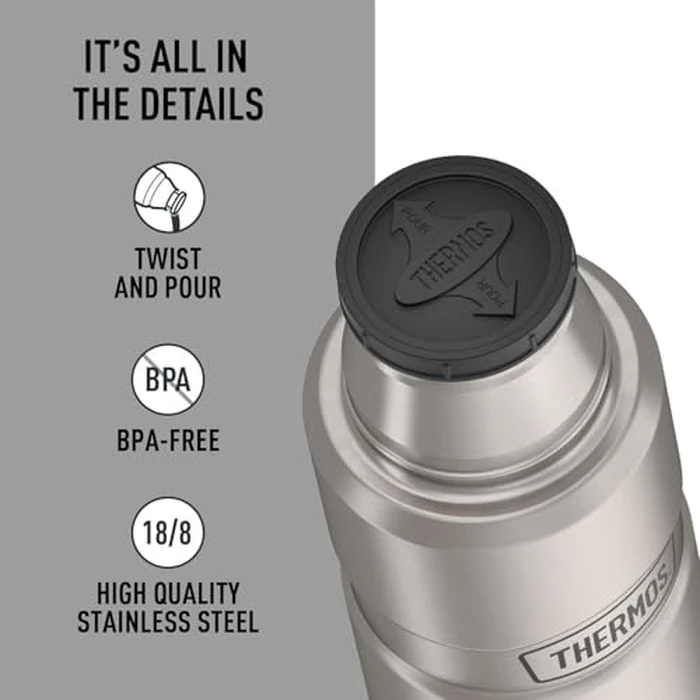 Thermos Stainless King 16 Ounce Compact Bottle, Stainless Steel, Gray by Thermos - Image 5