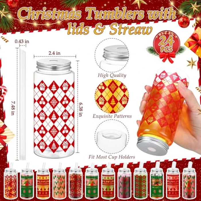 AmazingSpark 72 Pcs Christmas Employee Gifts Bulk 13.5 oz Christmas Cups with Lids Straws Xmas Notebooks Ballpoint Pens Set for Office Teacher Staff Team Gift Xmas Holiday Party Supplies by AmazingSpark - Image 2