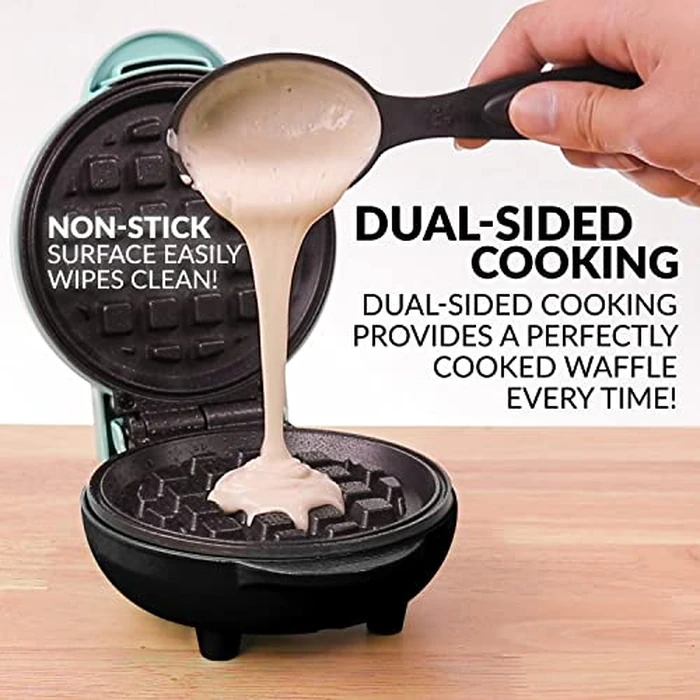 Nostalgia MyMini Personal Electric Waffle Maker, 5-Inch Cooking Surface, Waffle Iron for Hash Browns, French Toast, Grilled Cheese, Quesadilla, Brownies, Cookies, Aqua by Nostalgia - Image 3