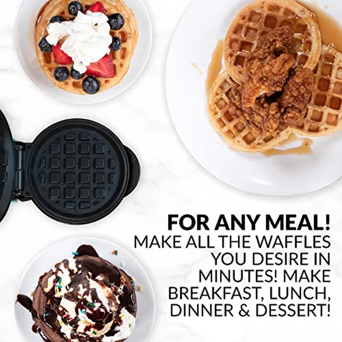 Nostalgia MyMini Personal Electric Waffle Maker, 5-Inch Cooking Surface, Waffle Iron for Hash Browns, French Toast, Grilled Cheese, Quesadilla, Brownies, Cookies, Aqua by Nostalgia - Image 5