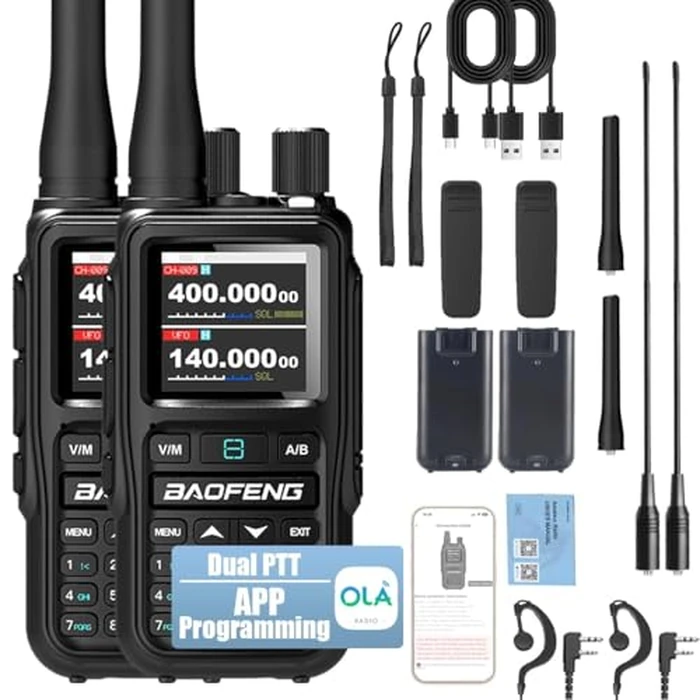 BAOFENG UV-5R Mini Ham Radio Long Range Handheld Two Way Radio, Bluetooth APP Programming Walkie Talkies 2 Pack, 999CH One-Key Copy Frequency, NOAA Weather, USB-C Charging, VHF/UHF Dual Band (Black) by BAOFENG - Used - Like New condition - US$33.71