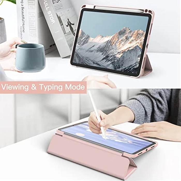 JETech Case ONLY for iPad Air 11-Inch M4/M3/M2 (2026/2025/2024), iPad Air 5/4 (2022/2020 5th/4th) with Pencil Holder, Clear Transparent Back Slim Stand Shockproof Tablet Cover (Rose Gold) by JETech - Image 7
