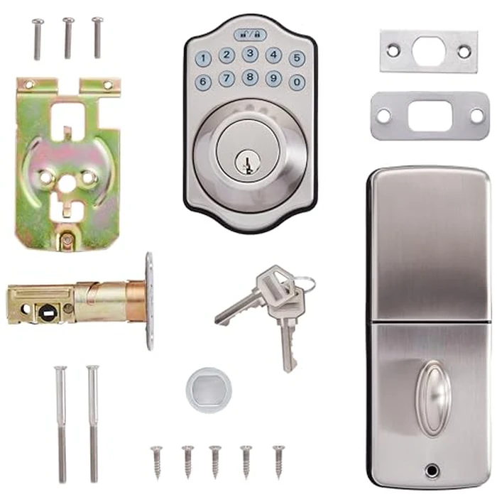 Amazon Basics Electronic Keypad Deadbolt Door Lock with Touch-Control Keyless Entry, keyless entry door lock, Keyed Entry Option, Traditional, Satin Nickel, 1-Pack by Amazon Basics - Image 2
