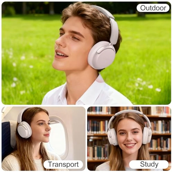 RORSOU B8 Bluetooth Headphones Over Ear, 6 EQ Music Modes and 50H Playtime Deep Bass Wireless Headphones with Mic, Lightweight Folding HiFi Stereo Headset for iPad/Travel/Tablet/PC/Home Grey by RORSOU - Image 7