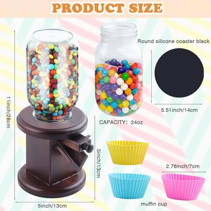 Wunzkii Wooden Candy Dispenser, Cereal Dispenser Countertop, Candy Containers & Storage, Versatile Snack Storage Machine, Suitable for Candy Bean, Cereal, M&M's, Peanuts by Wunzkii - Image 2