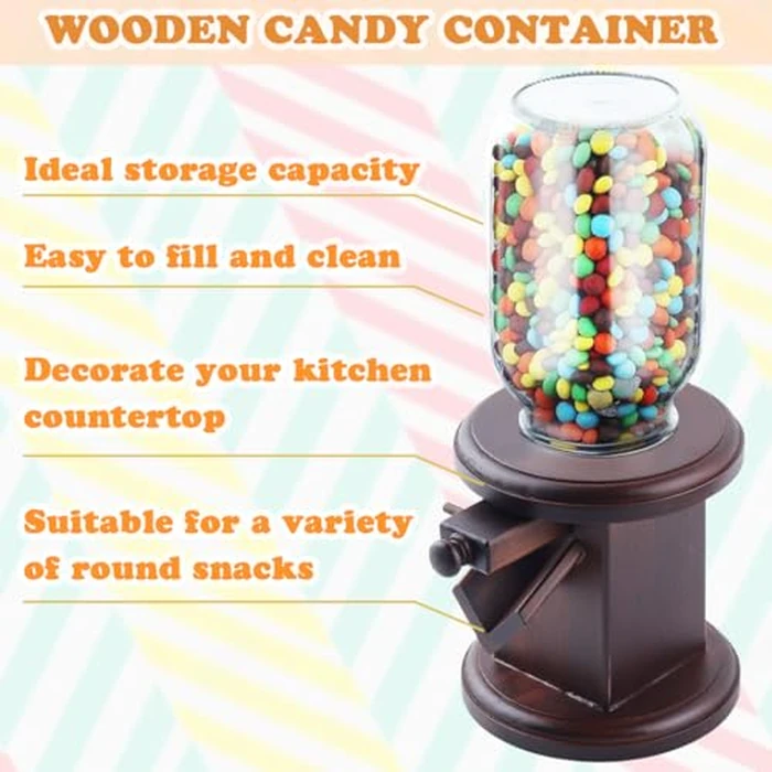 Wunzkii Wooden Candy Dispenser, Cereal Dispenser Countertop, Candy Containers & Storage, Versatile Snack Storage Machine, Suitable for Candy Bean, Cereal, M&M's, Peanuts by Wunzkii - Image 3