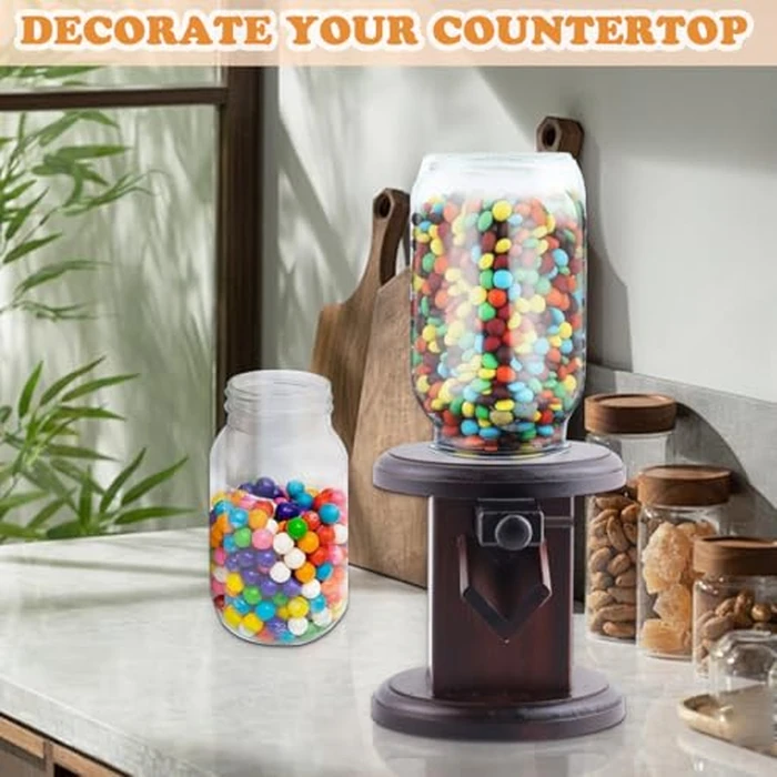 Wunzkii Wooden Candy Dispenser, Cereal Dispenser Countertop, Candy Containers & Storage, Versatile Snack Storage Machine, Suitable for Candy Bean, Cereal, M&M's, Peanuts by Wunzkii - Image 4