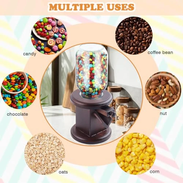 Wunzkii Wooden Candy Dispenser, Cereal Dispenser Countertop, Candy Containers & Storage, Versatile Snack Storage Machine, Suitable for Candy Bean, Cereal, M&M's, Peanuts by Wunzkii - Image 7