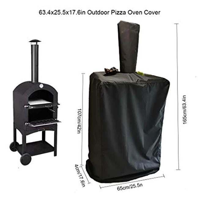 J&C Outdoor Pizza Oven Cover - Black Weather Resistant Dustproof Protection for Wood-Fired Charcoal Pizza Oven and BBQ - Rain Cover for Bread by J&C - Image 2