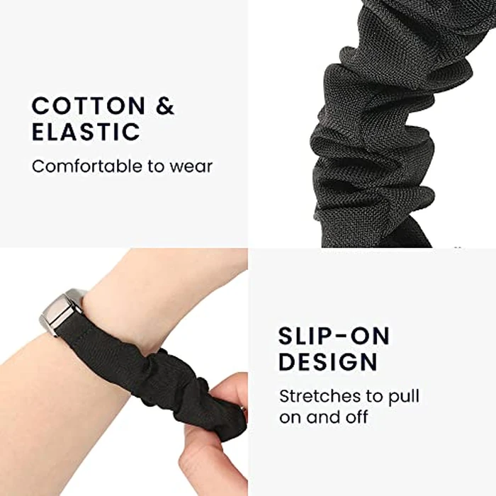 kwmobile Watch Strap Compatible with Garmin Venu Sq Music/Sq - Black Scrunchie Watch Band - 4.7-10 inches (12-25.6 cm) by kwmobile - Image 3