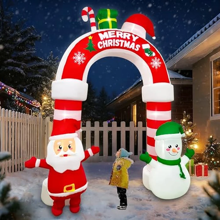 SEASONBLOW 10 FT Christmas Inflatable Outdoor Decorations, Christmas Inflatable Santa Snowman Archway with Candy and Gift Box Build-in LEDs Blow Up Xmas for Holiday Yard Eve Party Garden Decor by SEASONBLOW - Image 3