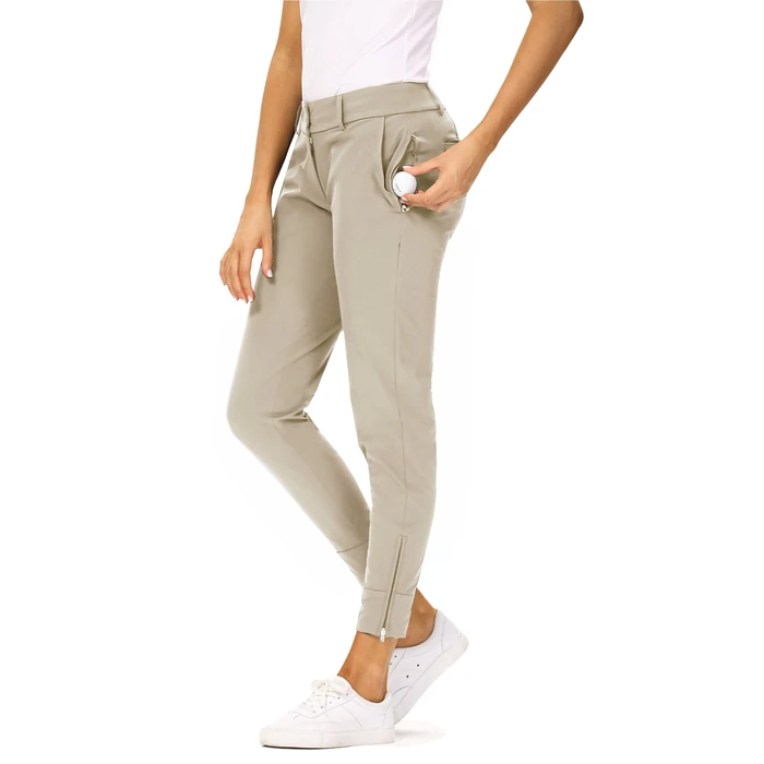 Hiverlay Womens pro Golf Pants Quick Dry Slim Lightweight Work Pants with Straight Ankle Also for Hiking or Casual Ladies，Light Khaki-l by Hiverlay - Used - Like New condition - US$47.49