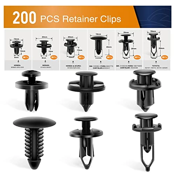 GOOACC Universal Plastic Fender Clips,200 Pcs Push Bumper Fastener Rivet Clips with 6 Size Auto Body Retainer Clips Bumpers,Car Fender Replacement for GM, Ford & Ch, GRC-47 by GOOACC - Used - Good condition