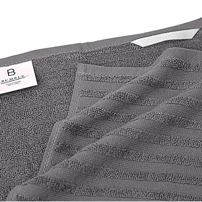 Premium Kitchen Towels (20”x 28”, 6 Pack) | Large Cotton Dish Towels | Flat & Terry Highly Absorbent Kitchen Linen Set with Hanging Loop | Gray by Bumble Towels - Image 4