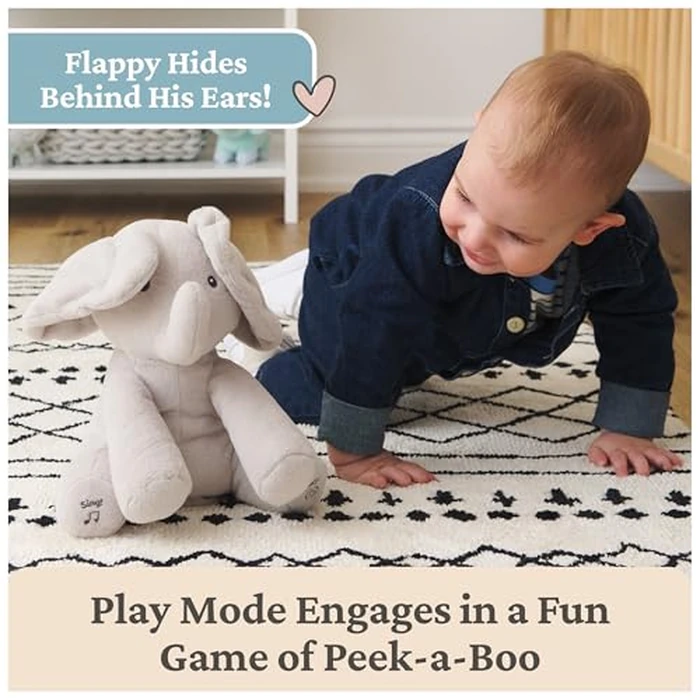 GUND Baby Animated Flappy the Elephant Plush, Singing Stuffed Animal Baby Toy for Ages 0 and Up, Gray, 12" by GUND - Image 3