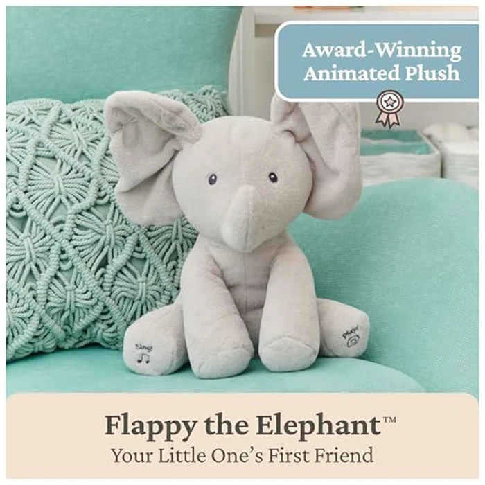 GUND Baby Animated Flappy the Elephant Plush, Singing Stuffed Animal Baby Toy for Ages 0 and Up, Gray, 12" by GUND - Image 8