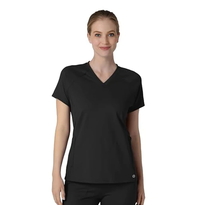 Wink Knit Women's Flex-n-Reach V-Neck Raglan Scrub Top - Black, XL by WINK - Used - Like New condition