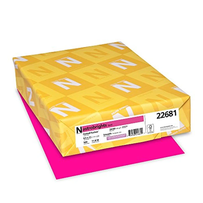 Neenah 22681 Astrobrights Premium Color Paper, 24-Pound, 8.5 x 11-Inch, 500 Sheets, Fireball Fuchsia by Astrobrights - Used - Like New condition