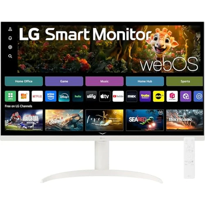 LG 32SR75U-W 32-inch Smart Monitor with Streaming TV, 4K UHD (3840 x 2160), HDR10, USB Type-C 65W PD, webOS, Screen Share, Bluetooth, Built-in Speaker, HDMI, USB, Remove Control, White by LG - Image 1
