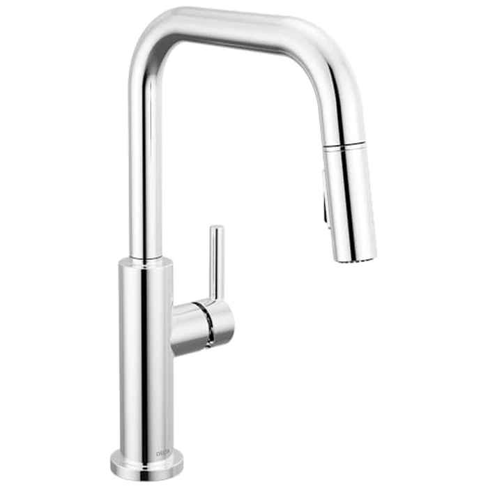 Delta Faucet Nicoli U-Spout Kitchen Faucet with Pull Down Sprayer, Chrome Kitchen Sink Faucet, Modern Kitchen Faucet, Kitchen Faucet with Sprayer, Single Hole Kitchen Faucet, Chrome 19868LF by DELTA - Image 1